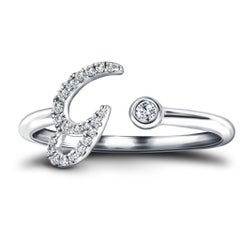 Alphabet Initial, G, Letter Personal Diamond 0.10 Carat 9Kt White Gold Ring