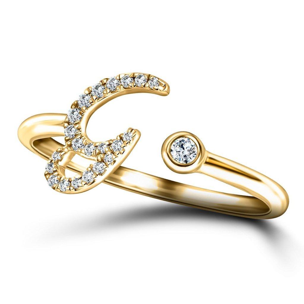 For Sale:  Alphabet Initial, G, Letter Personal Diamond 0.10 Carat 9Kt Yellow Gold Ring 3