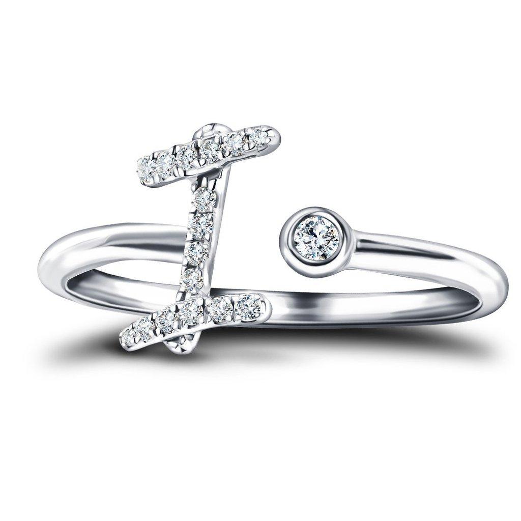 For Sale:  Alphabet Initial, I, Letter Personal Diamond 0.10 Carat 9Kt White Gold Ring 2