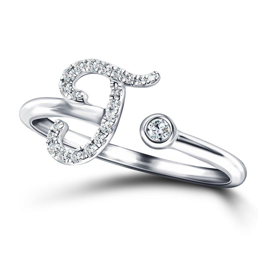 For Sale:  Alphabet Initial-J-Letter Personal Diamond 0.10 Carat 9Kt White Gold Ring 3