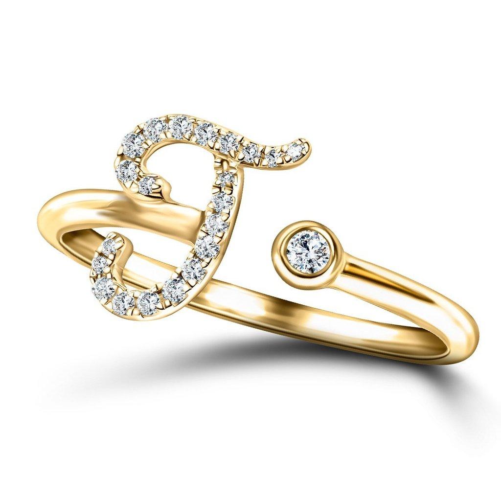 For Sale:  Alphabet Initial-J-Letter Personal Diamond 0.10 Carat 9Kt Yellow Gold Ring 3