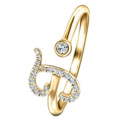 Alphabet Initial-J-Letter persönlicher Diamantring, 0,10 Karat 9Kt Gelbgold