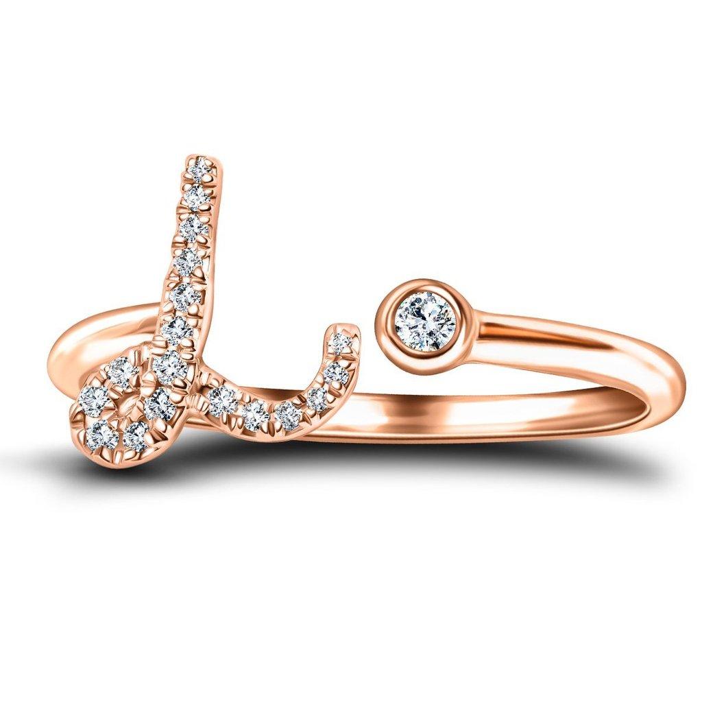For Sale:  Alphabet Initial-L-Letter Personal Diamond 0.10 Carat 9Kt Rose Gold Ring 2