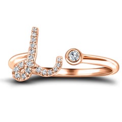 Alphabet Initial-L-Letter Personal Diamond 0.10 Carat 9Kt Rose Gold Ring