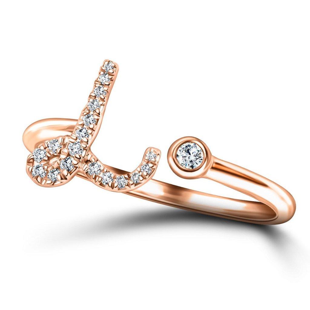 For Sale:  Alphabet Initial-L-Letter Personal Diamond 0.10 Carat 9Kt Rose Gold Ring 4