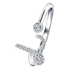 Alphabet Initial-L-Letter Bague personnelle en or blanc 9 carats avec diamants de 0,10 carat