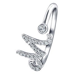 Alphabet Initial-M-Letter persönlicher Diamant 0,11 Karat 9Kt Weißgold Ring