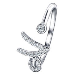 Alphabet Initial-N-Letter Bague personnelle en or blanc 9 carats avec diamant 0,11 carat