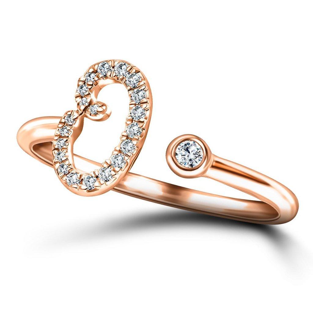 For Sale:  Alphabet Initial-O-Letter Personal Diamond 0.11 Carat 9Kt Rose Gold Ring 3