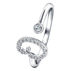 Alphabet Initial-O-Letter Bague personnelle en or blanc 9 carats avec diamant 0,11 carat