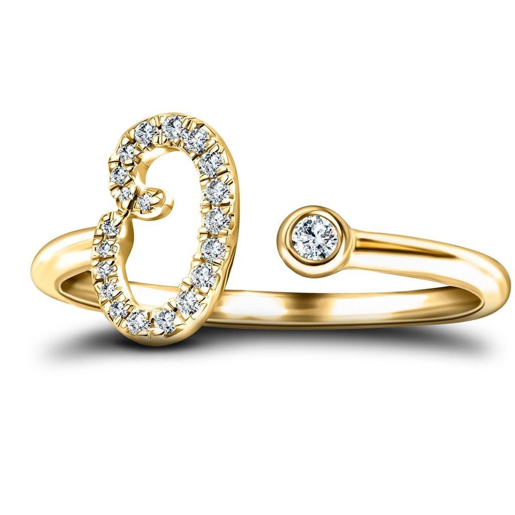 For Sale:  Alphabet Initial-O-Letter Personal Diamond 0.11 Carat 9Kt Yellow Gold Ring 2