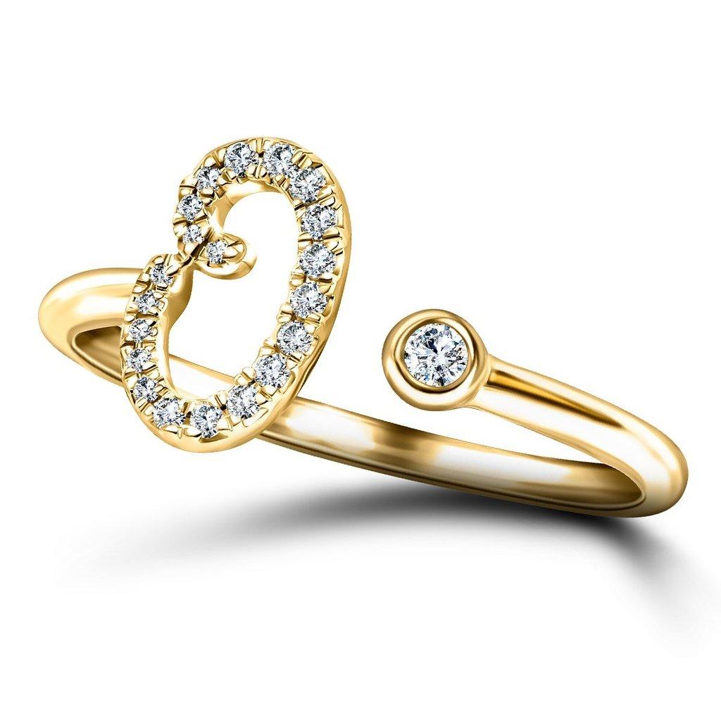 Im Angebot: Alphabet Initial-O-Letter persönlicher Diamant 0,11 Karat 9Kt Gelbgold Ring () 3
