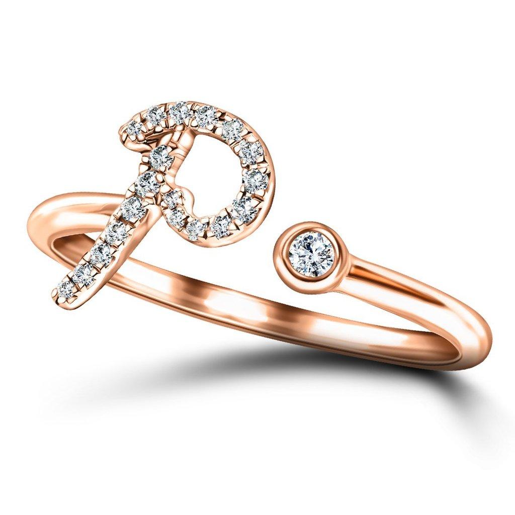 For Sale:  Alphabet Initial 'P' Letter Personal Diamond 0.10 Carat 9Kt Rose Gold Ring 3