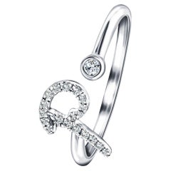 Alphabet Initial P Letter Personal Diamond 0.10 Carat 9Kt White Gold Ring