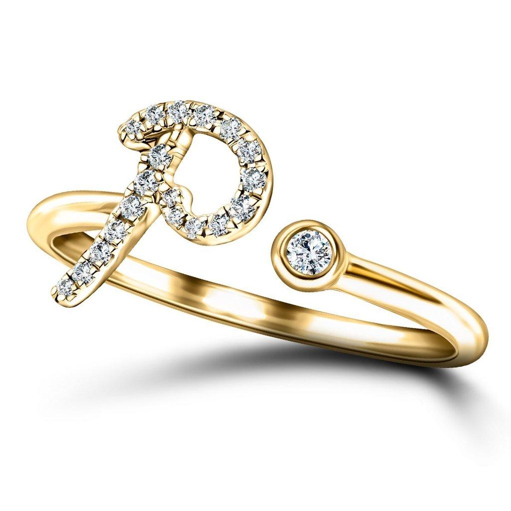 Customizable Alphabet Initial P Letter Personal Diamond 0.10 Carat 9Kt Yellow Gold Ring For Sale at 1stDibs gold ring with letter p p letter ring p letter gold ring