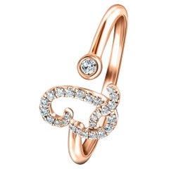 Alphabet Initial Q Letter Personal Diamond 0.12 Carat 9Kt Rose Gold Ring