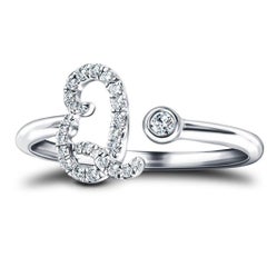 Alphabet Initial-Q-Letter Personal Diamond 0.12 Carat 9Kt White Gold Ring