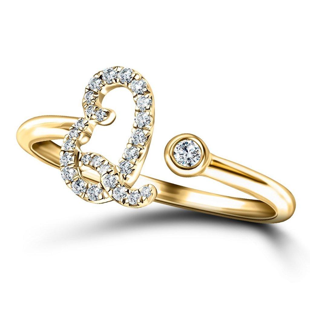 Im Angebot: Alphabet Initial Q Buchstabe Personal Diamant 0,12 Karat 9Kt Gelbgold Ring () 3