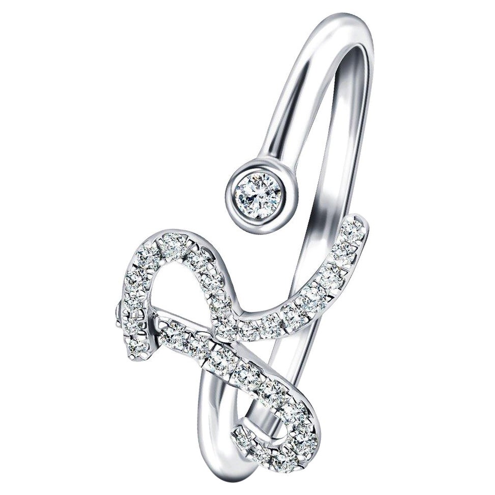 Alphabet Initial-R-Letter Bague personnelle en or blanc 9 carats avec diamant 0,11 carat