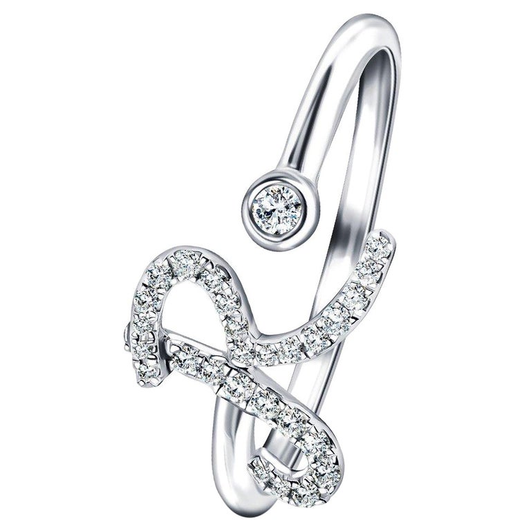 Alphabet Initial-R-Letter Bague personnelle en or blanc carats - Main Image