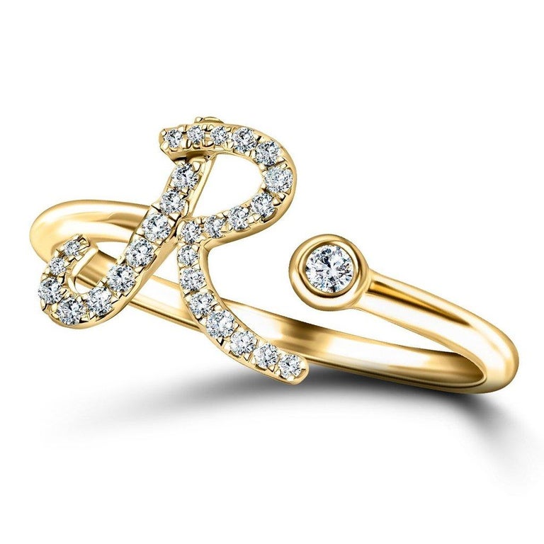 Customizable Alphabet Initial R Letter Personal Diamond 0.11 Carat 9Kt ...