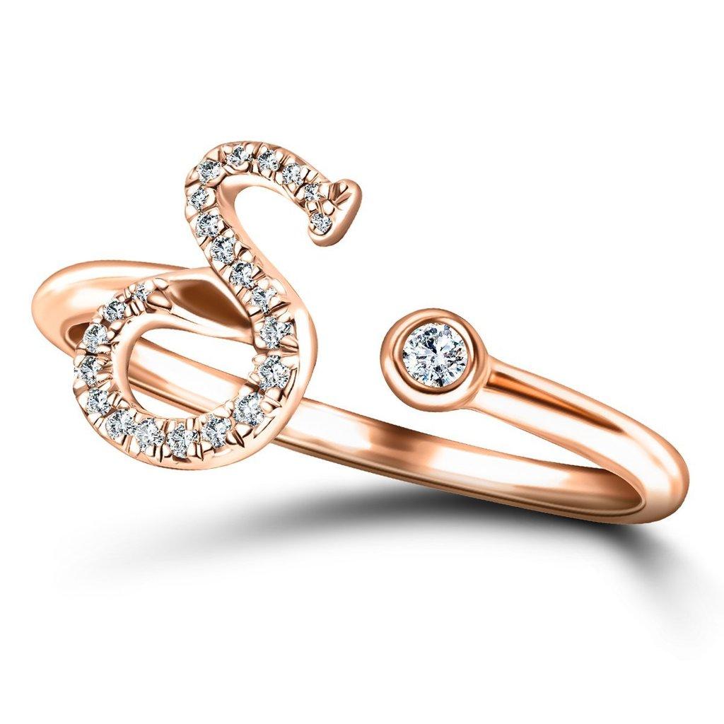 For Sale:  Alphabet Initial 'S' Letter Personal Diamond 0.10 Carat 9Kt Rose Gold Ring 3