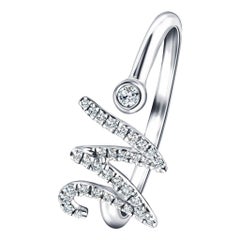 Inicial del alfabeto - W - Letra Personal Anillo de diamantes de 0,14 quilates y oro blanco de 9 quilates
