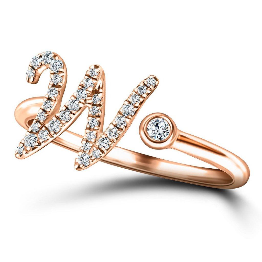 For Sale:   Alphabet Initial – W - Letter Personal Diamond 0.14 Carat 9Kt Rose Gold Ring 3