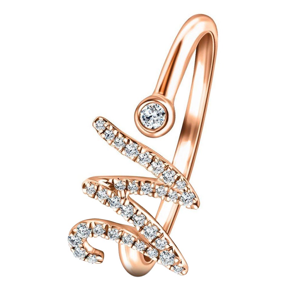 Alphabet Initial - W - Lettre Personnelle Bague en or rose 9Kt diamant 0.14 carat