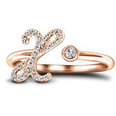 Alphabet Initial – X - Letter Personal Diamond 0.10 Carat 9 Karat Rose Gold Ring