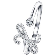 Inicial del alfabeto  -X- Letra Personal Diamante 0,10 Quilates Anillo de Oro Blanco de 9 Quilates
