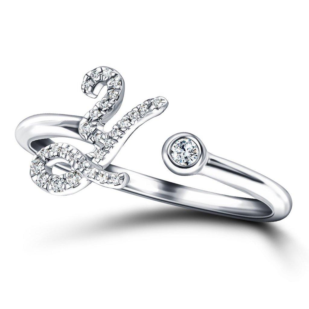 For Sale:  Alphabet Initial -Y- Letter Personal Diamond 0.12 Carat 9 Karat White Gold Ring 3