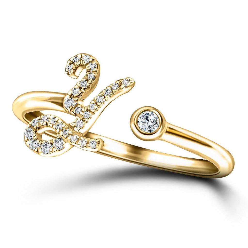 For Sale:  Alphabet Initial -Y- Letter Personal Diamond 0.15 Carat 9 Karat Yellow Gold Ring 3