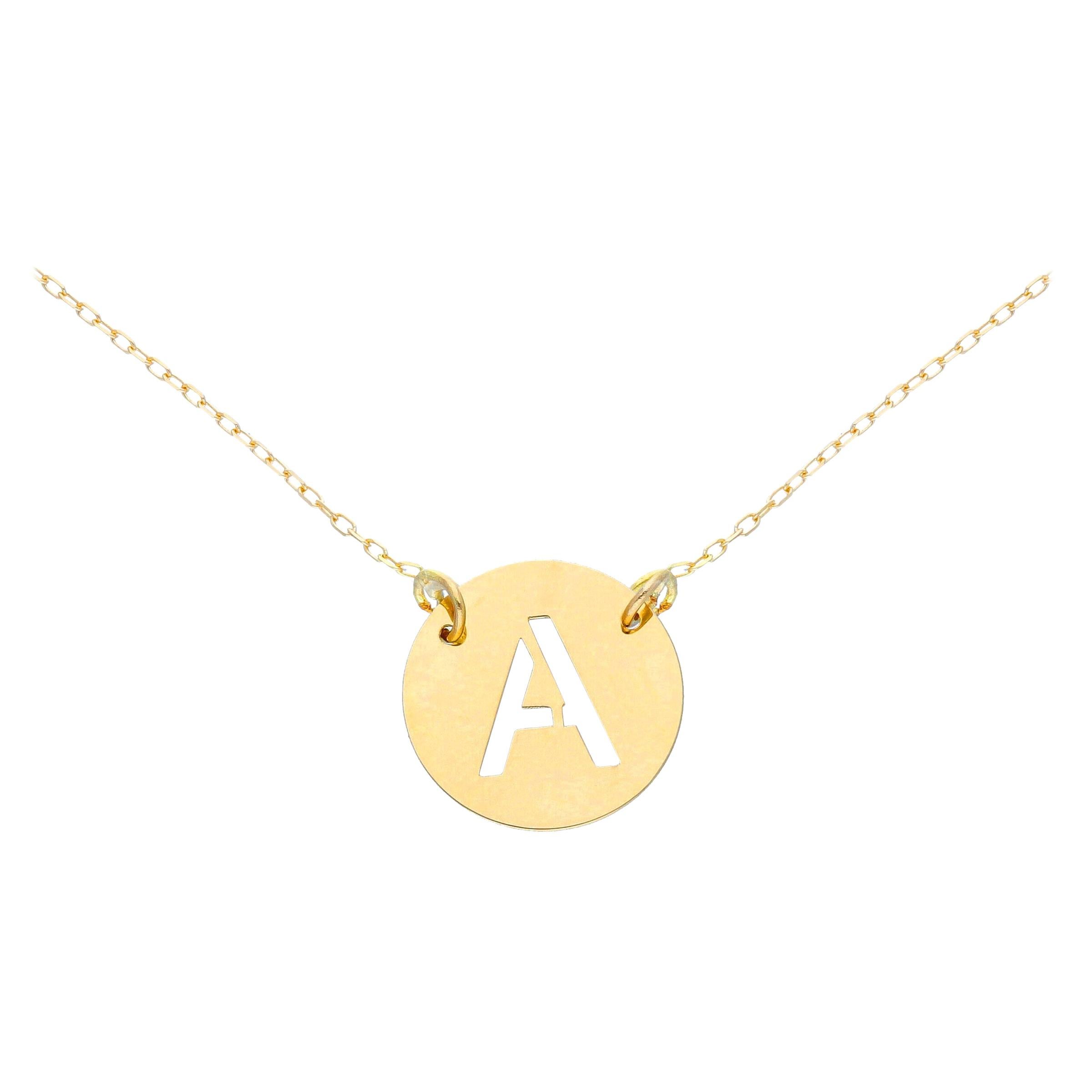 Alphabet Letter A 18k Gold Chain Pendant