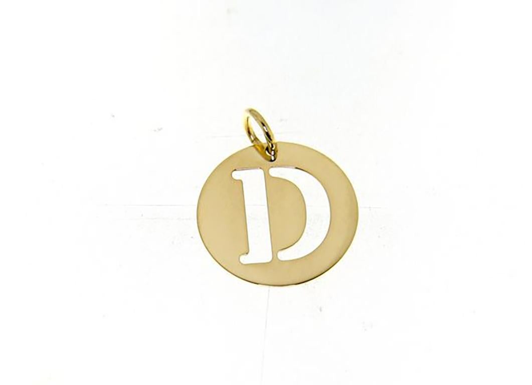 Women's or Men's Alphabet Letter A 18k Yellow Gold Chain Pendant For Sale