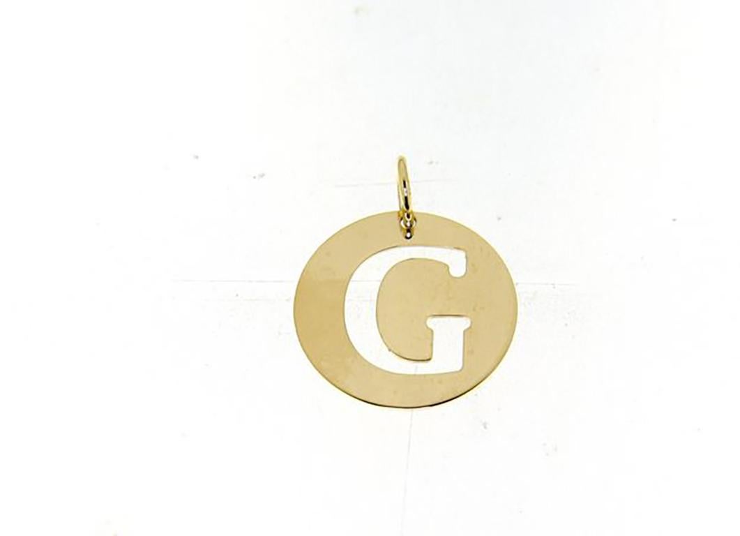 Women's or Men's Alphabet Letter B 18k Yellow Gold Chain Pendant For Sale