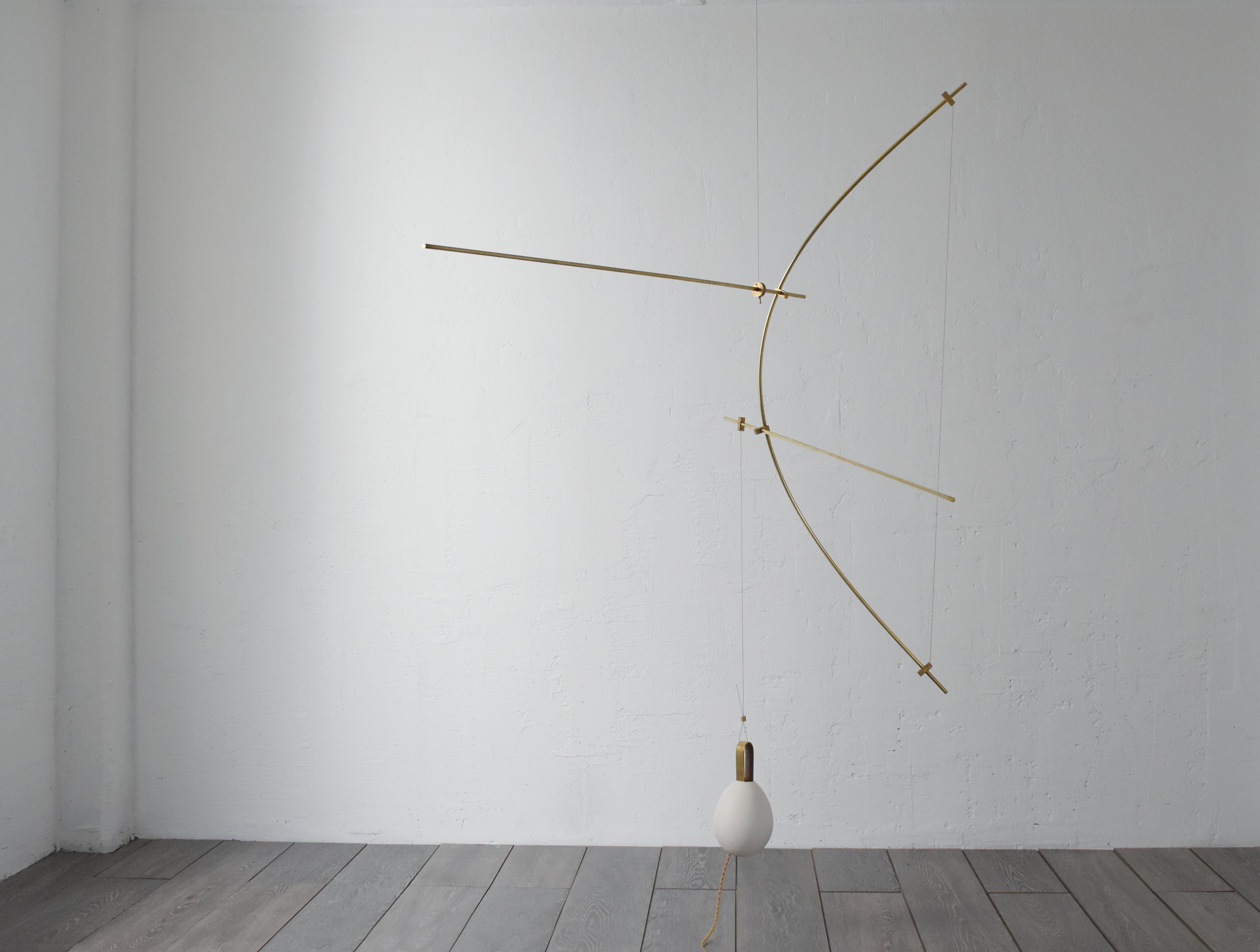 Alphabet of P ceiling lamp by Periclis Frementitis
Signed by Periclis Frementitis
Studio: HIGHDOTS
Dimensions: H 190 x W 100 x D 70cm
Materials: Brass, raw stone, porcelain, G4 LED bulb.


Total drop length: customizable.

Product