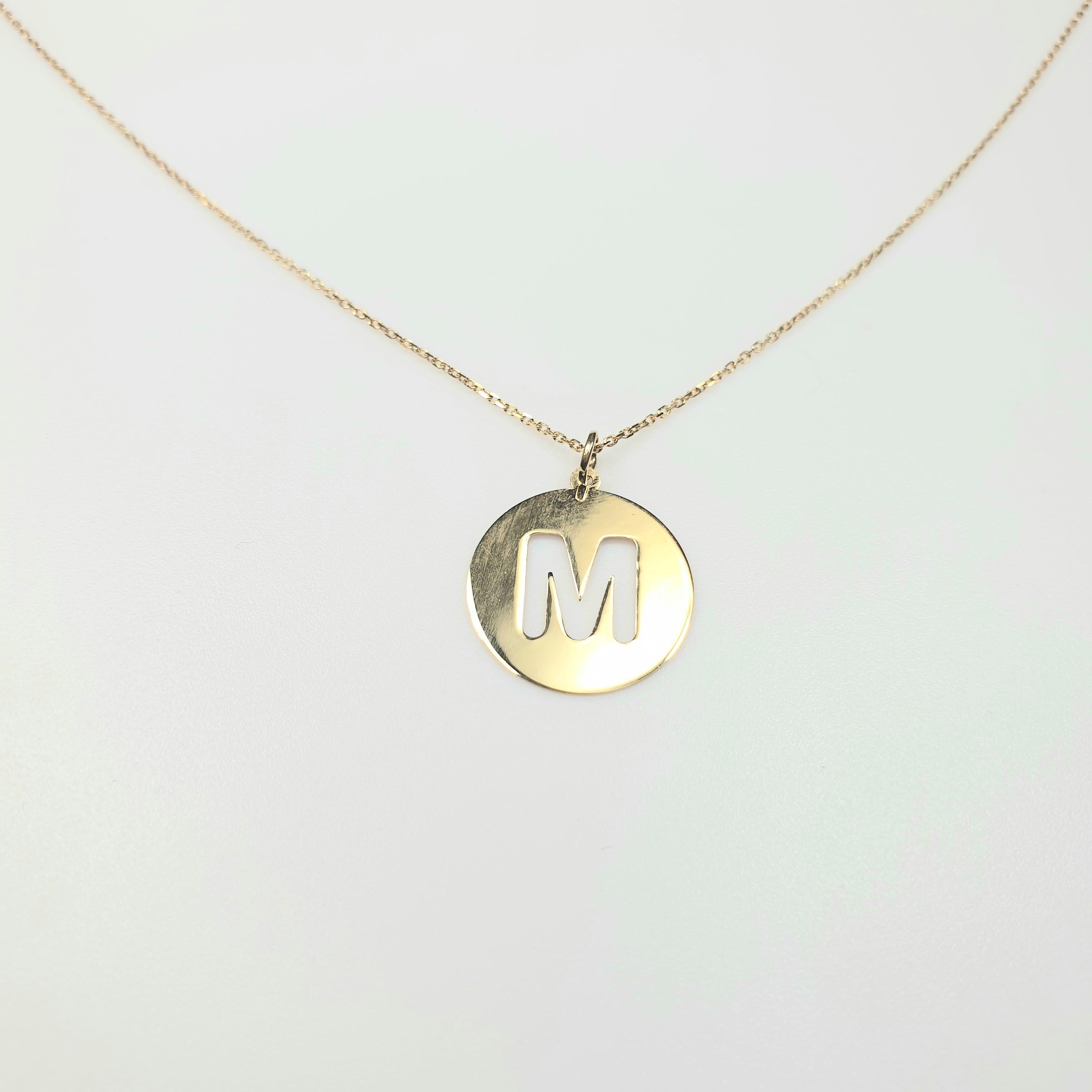 Alphabet Token a Necklace 18 Karat Yellow Gold For Sale 1