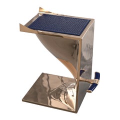 Sgabello da bar "Alphacute" con bronzo e pelle intrecciata, fatto a mano, Istanbul