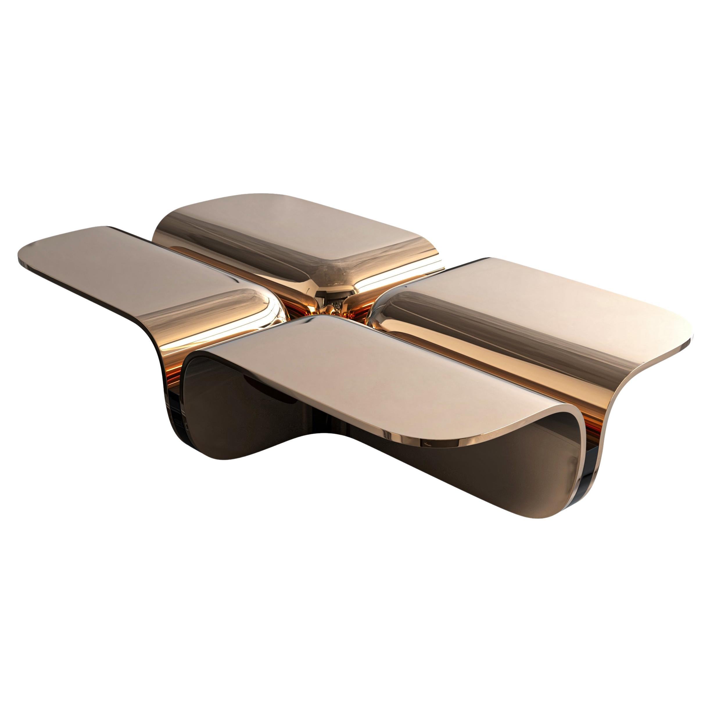 "Alphacute" Coffee Table With Bronze, Handcrafted, Istanbul