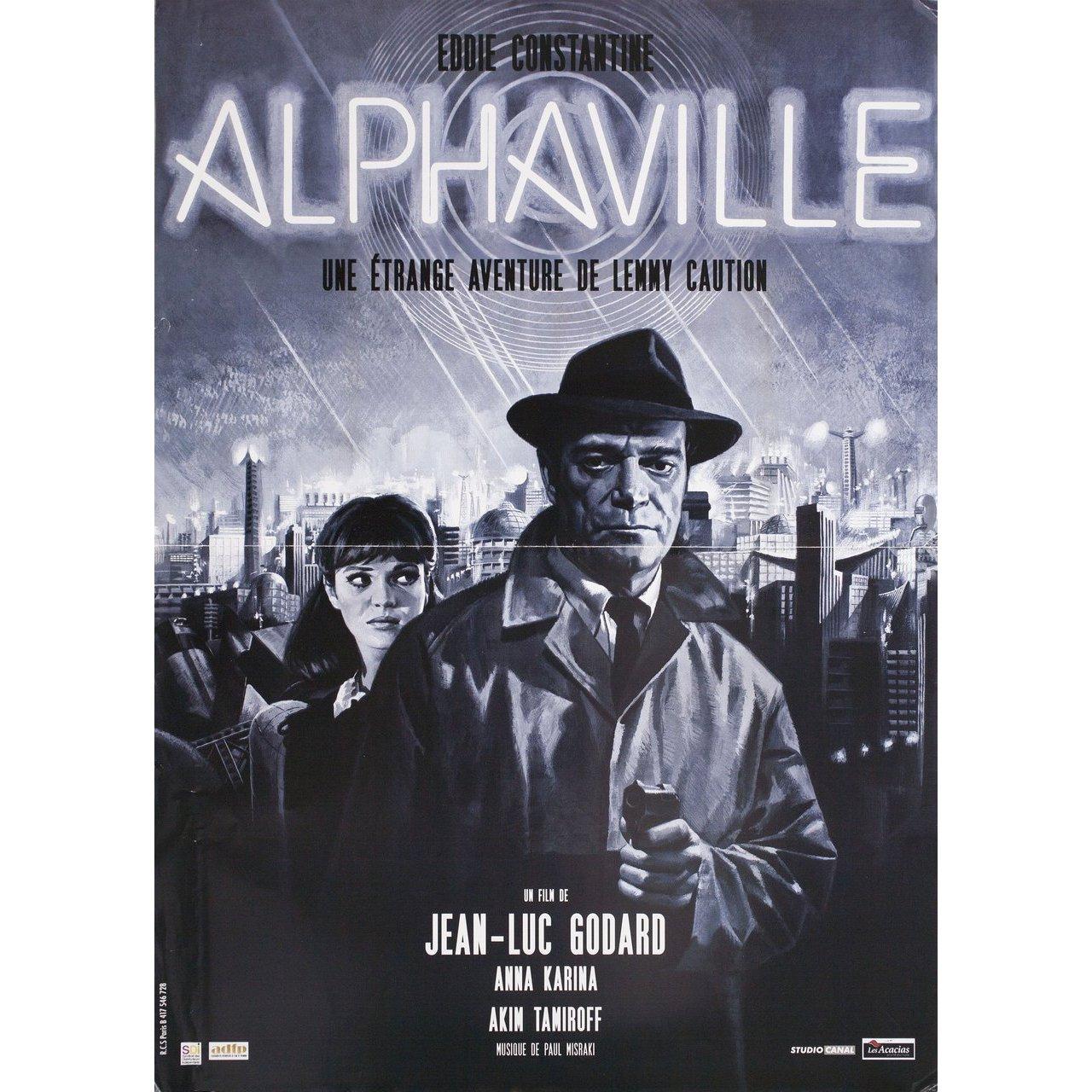 Original 2012 re-release French petite poster by Jean Mascii for the 1965 film Alphaville directed by Jean-Luc Godard with Eddie Constantine / Anna Karina / Akim Tamiroff. Very good-fine condition, folded with corner wear. Many original posters were