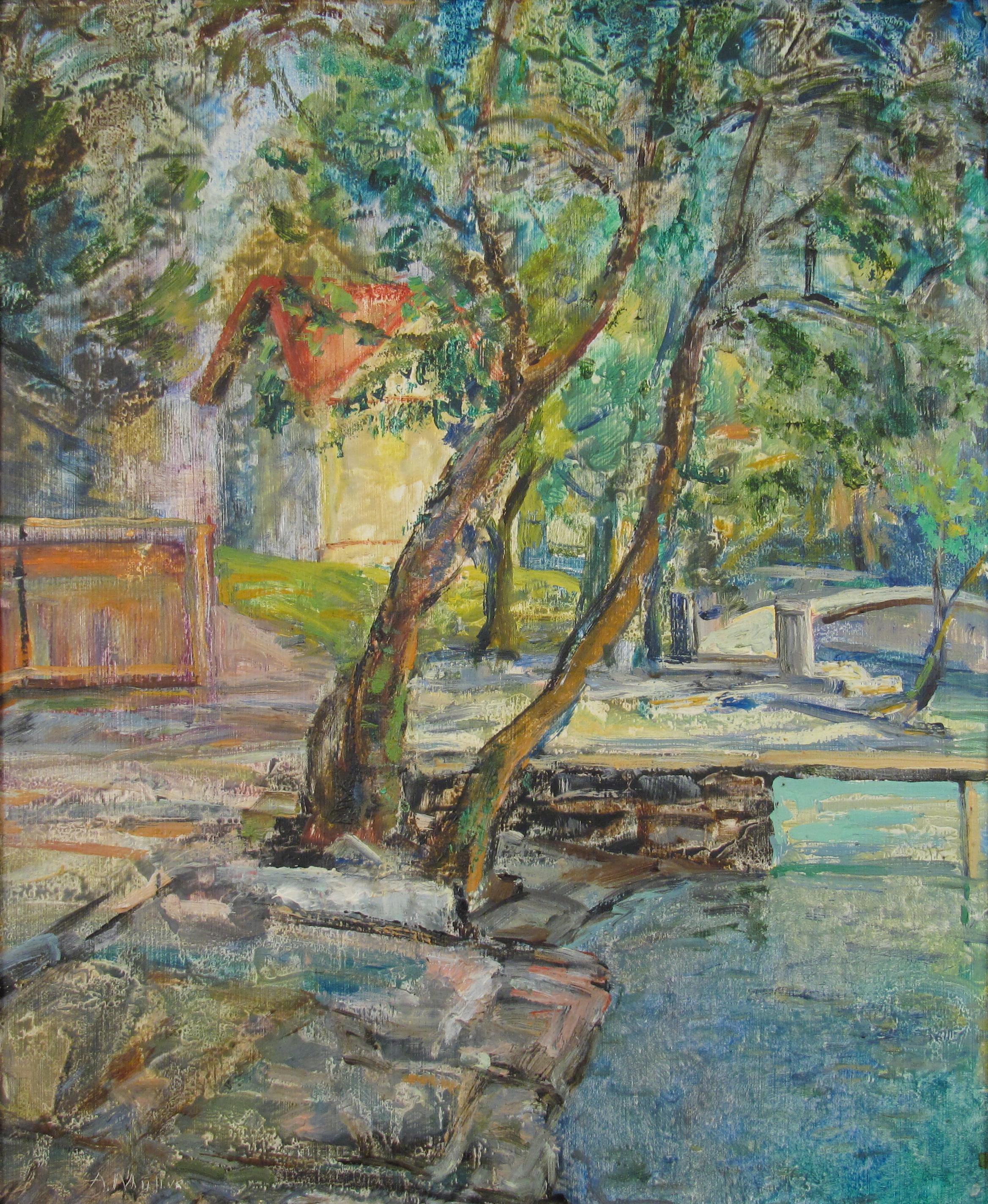 Alfons Alphons Müller (1898-1955) Peinture à l'huile expressive Suisse c. C. 1950 en vente 1
