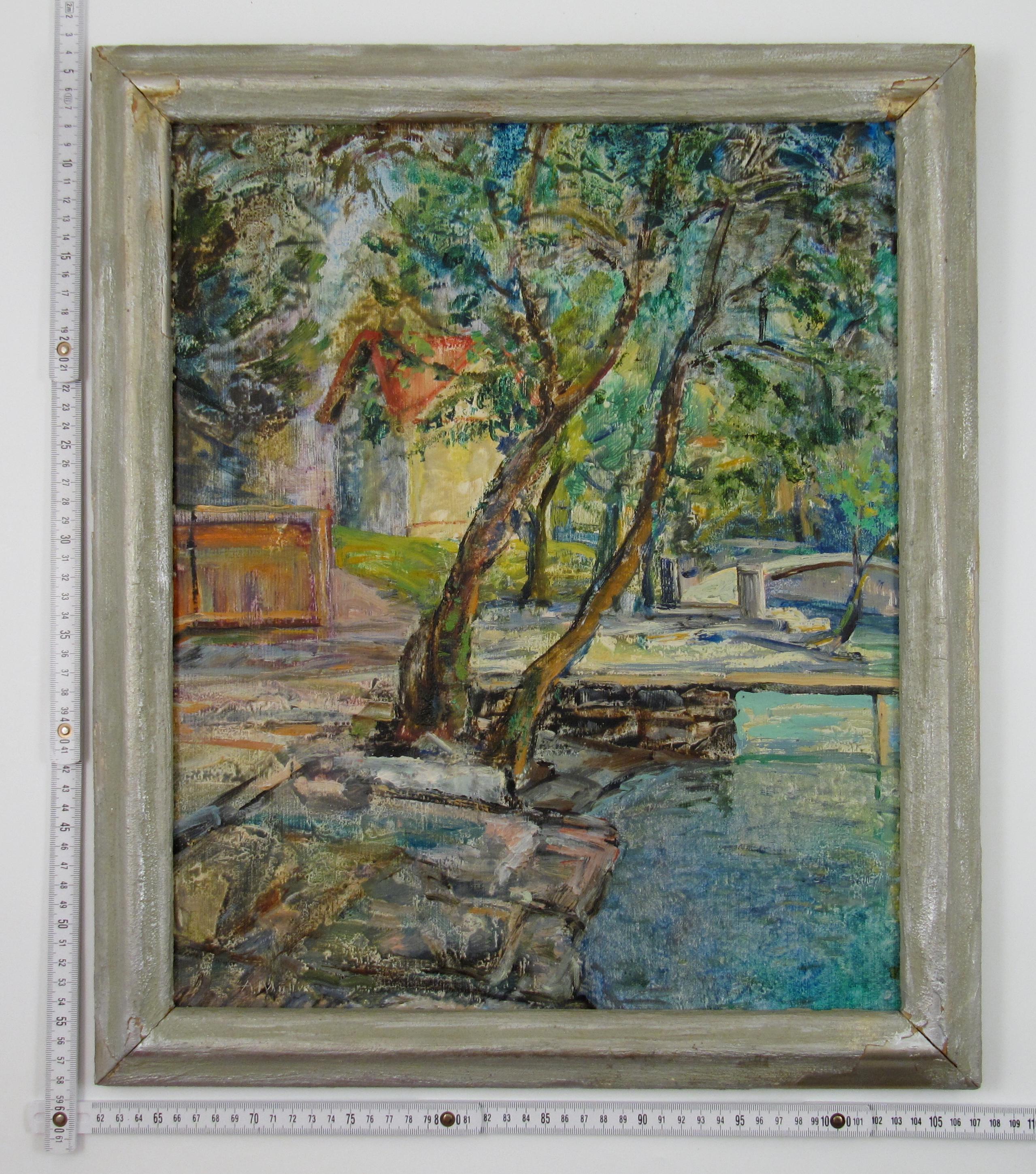 Alfons Alphons Müller (1898-1955) Peinture à l'huile expressive Suisse c. C. 1950 en vente 7