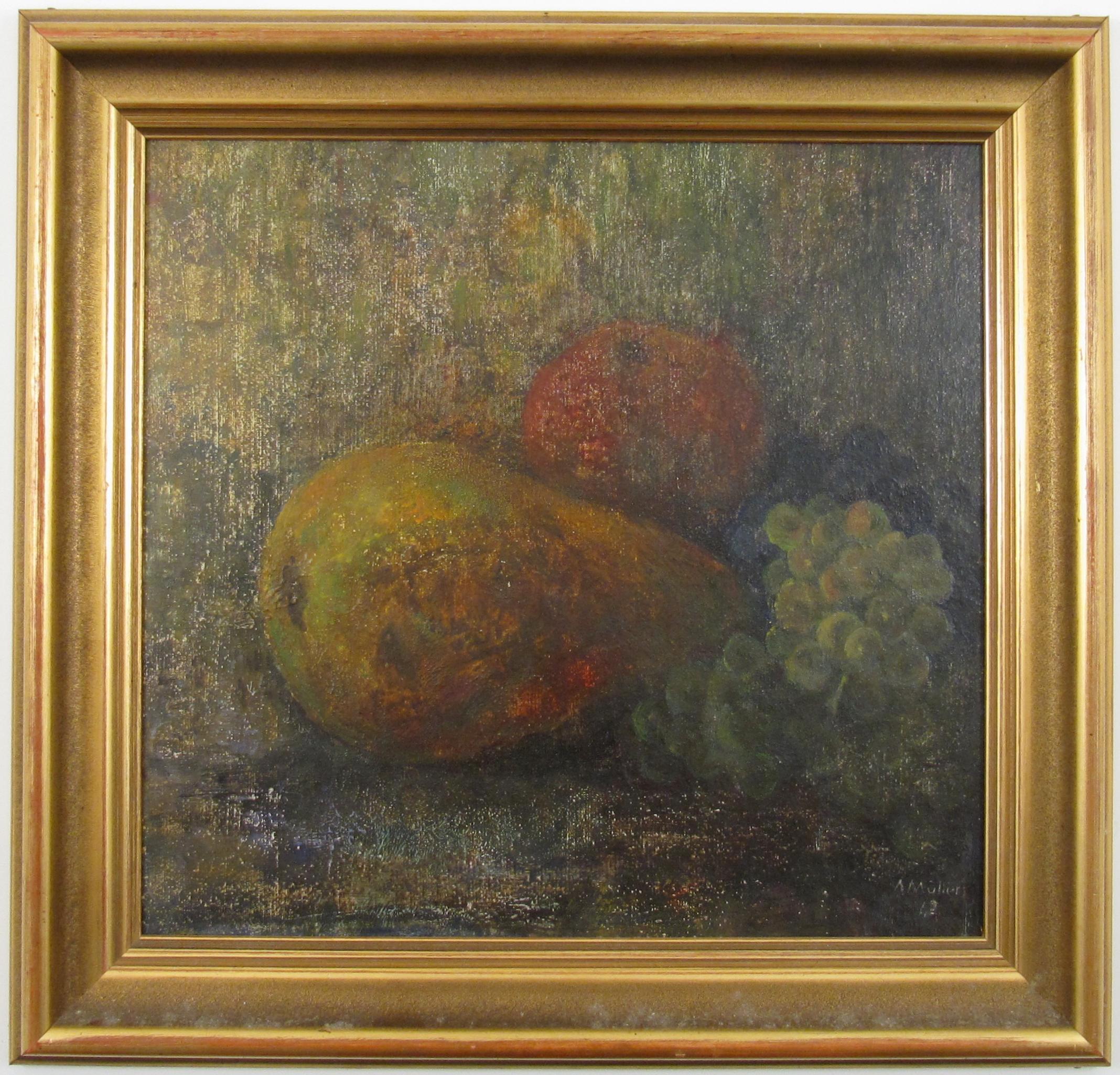 Alfons Alphons Müller (1898-1955) Fruit Still Life Oil Painting Switzerland 1942 1