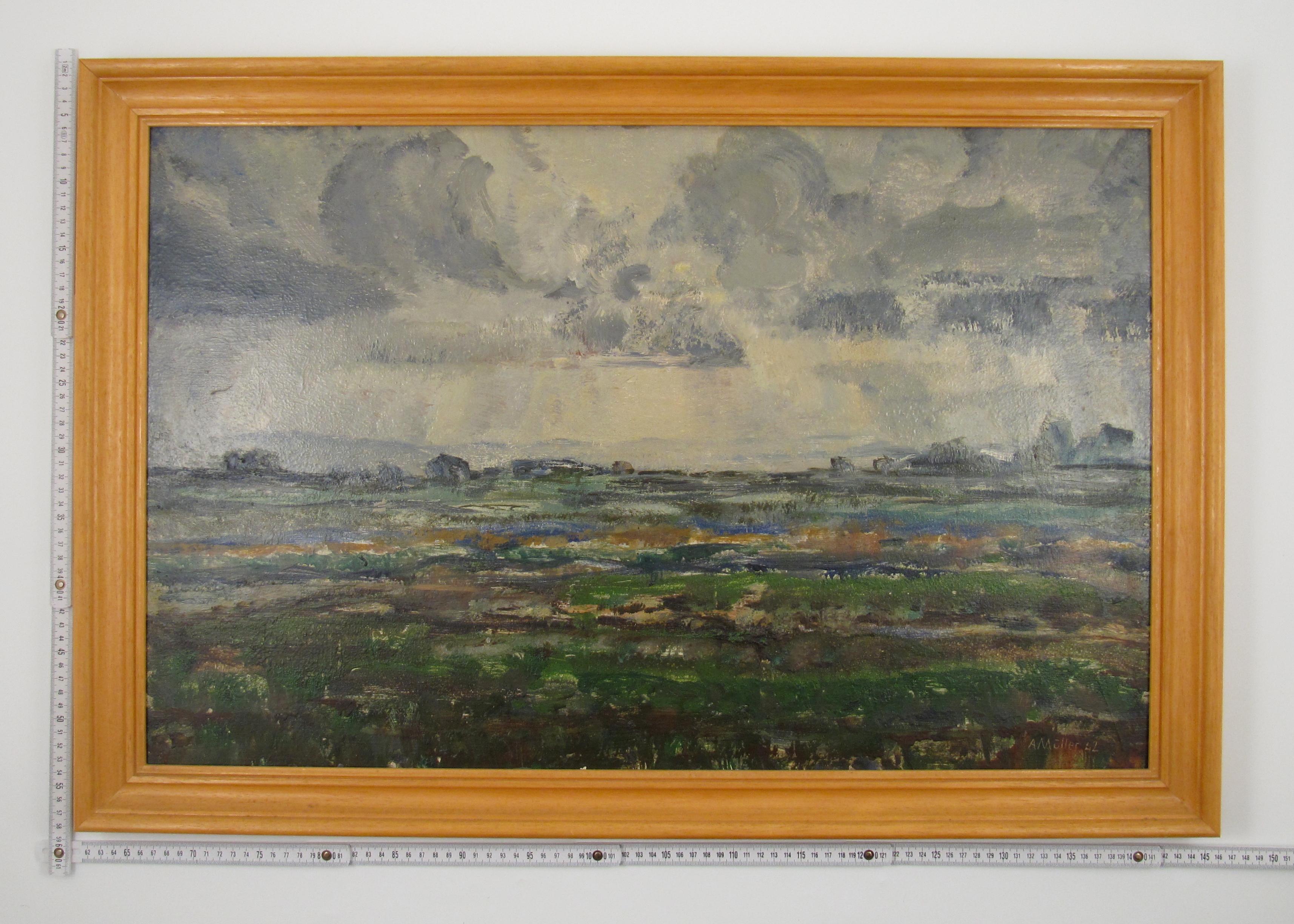 Alphons Müller 1898-1955 Stormy Lakeland Landscape Oil Painting 1942 Switzerland For Sale 5