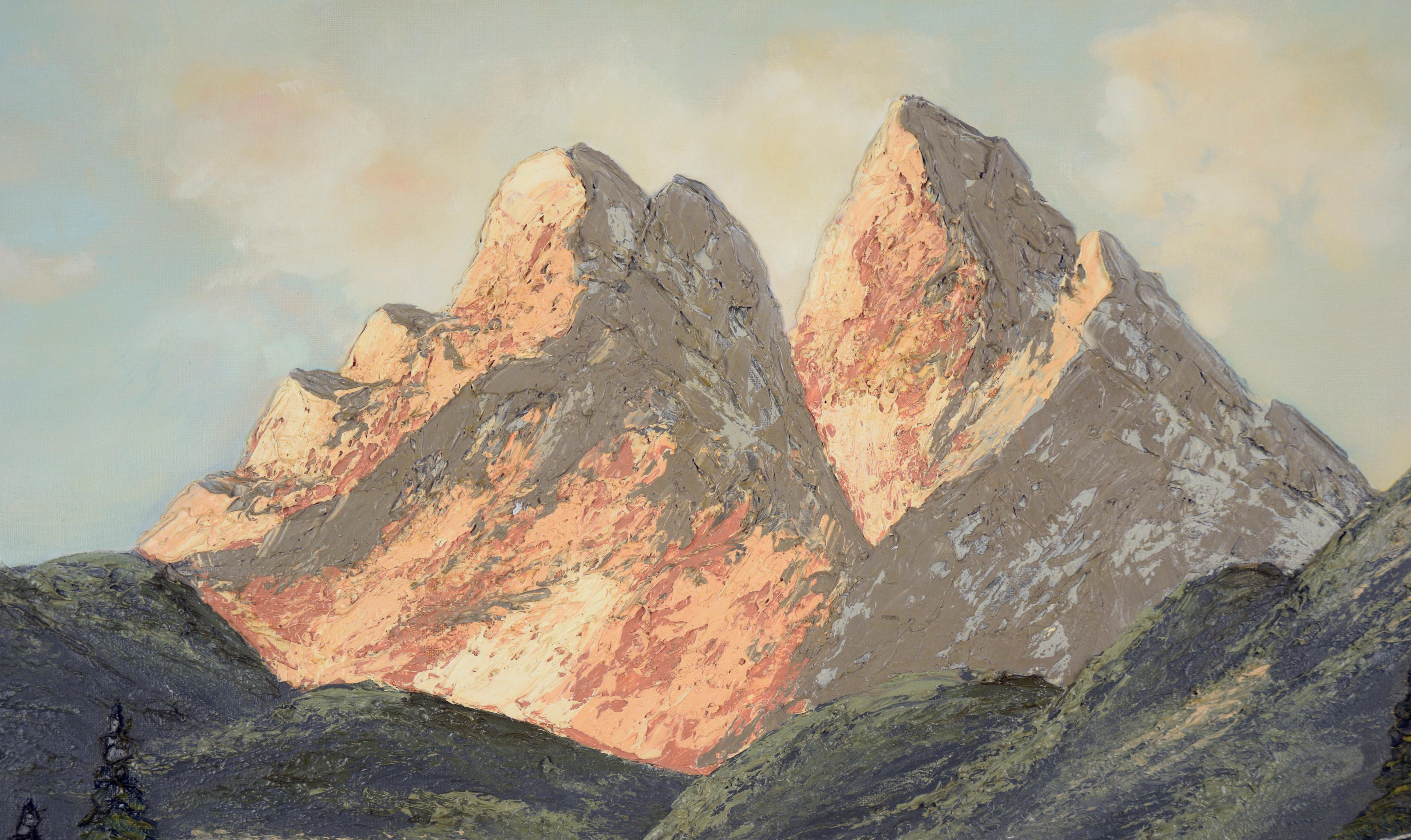 Swiss Alps Fauvist Modern Impasto Landscape - Original Oil on Canvas For Sale 1