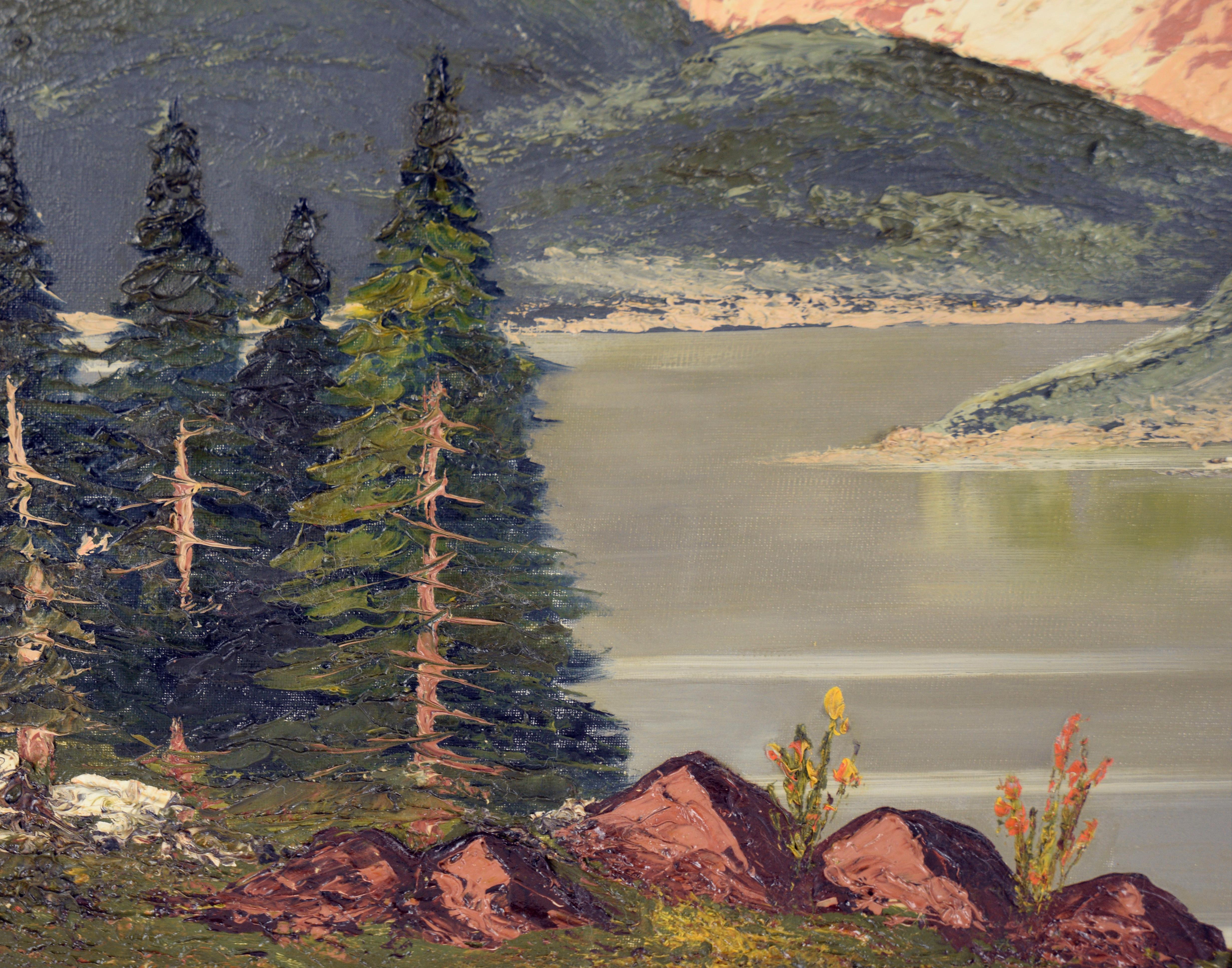 Swiss Alps Fauvist Modern Impasto Landscape - Original Oil on Canvas For Sale 2