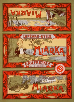 Etiqueta original de Miarka para latas de galletas c1910 Lefèvre Utile de Alphons Mucha