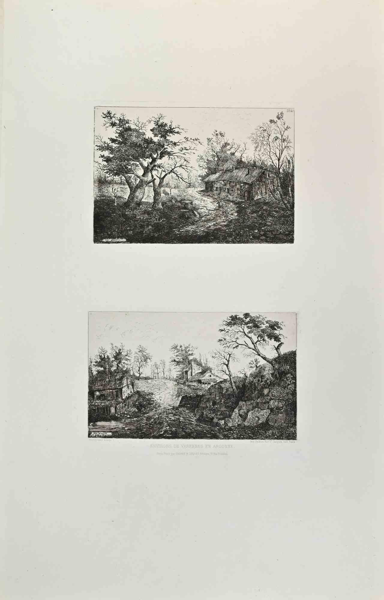 Environs De Varennes En Argonne  is an artwork realized by Alphonse Beaujouint in the 1870s.

Etching.

Good conditions.

Realized for the "Société des Aquafortistes. Born on the initiative of the publisher Alfred Cadart, the Société des
