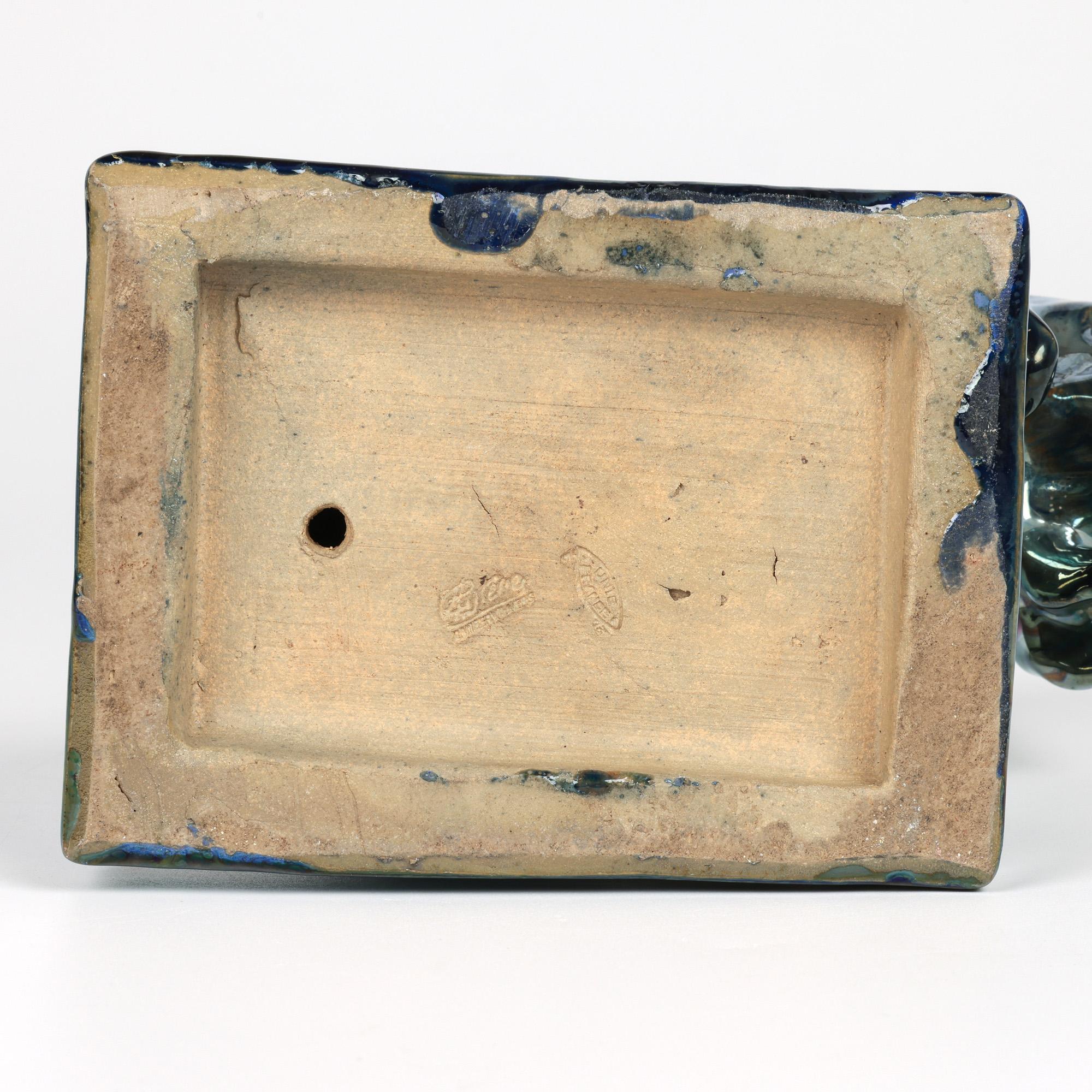 Alphonse Cytère Rambervilliers Perro francés de cerámica artística esmaltada iridiscente en venta 5